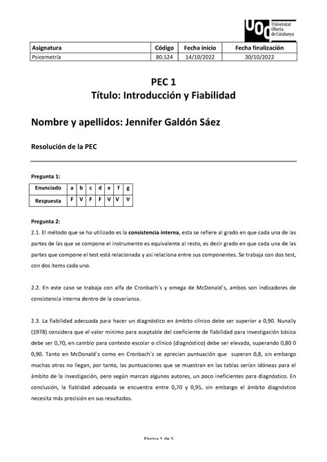 PEC1 Curso 2022 Nota A Psicometría 80 14 10 2022 30 10 PEC 1