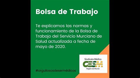 Información sobre la Bolsa de Trabajo del Servicio Murciano de Salud