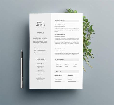 Resume Templates Minimalist