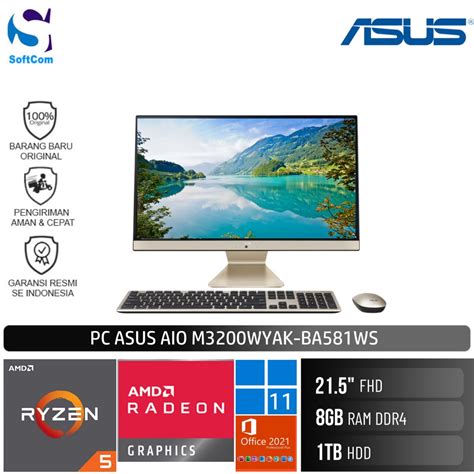 Jual Pc Asus Aio M Wyak Ba Ws Ryzen U Gb Tb Hdd W