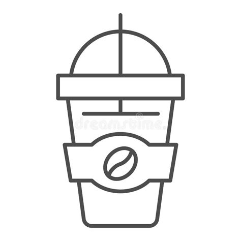 Cup Of Latte Thin Line Icon Coffee Time Concept Takeaway Paper Coffee