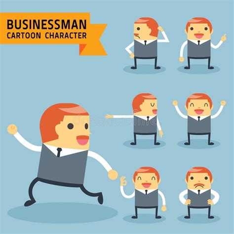 Set Of Businessman Characters Poses Stock Vector Illustration Of