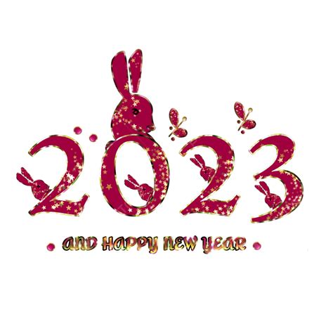 2023 Font Bunny And Happy New Year Fonts 2023 Font Art 2023 Happy