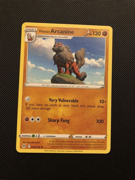 Hisuian Arcanine Non Holo Deck Variant Promo Pokemon Nm Lost