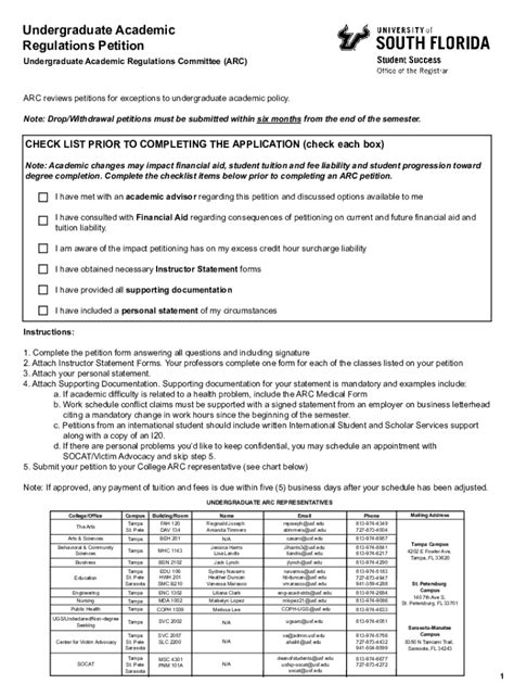 Fillable Online Arc Undergrad Academic Reg Petition Fillable