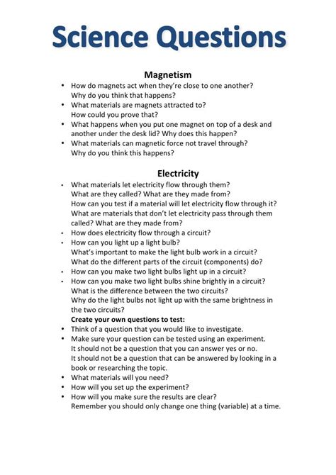 Questions Magnetism Electricity