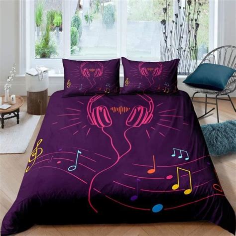 Housse De Couette X Note De Musique Casque Parure De Lit D