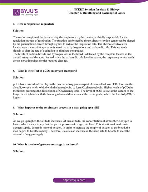 Ncert Solutions Class Biology Chapter Breathing And Exchange Of