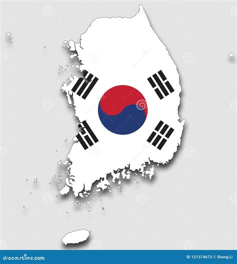 Mapa De La Corea Del Sur Llenado De La Bandera Nacional Ilustración