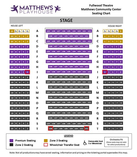 Theatre Seating Chart Matthews Playhouse