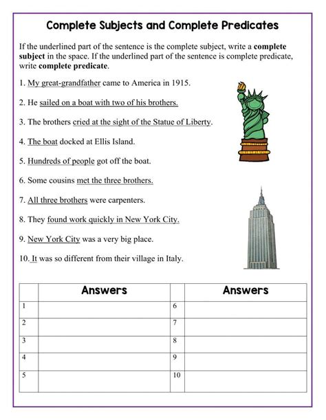 Complete Subject And Complete Predicate Worksheet Live Worksheets Worksheets Library