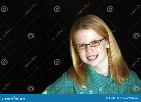 Red Haired Girl With Braces And Glasses Stock Image Image Of People Alone 14547117