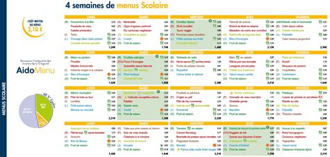 4 Semaines De Menus Juin Juillet 2024 Restauration Collective