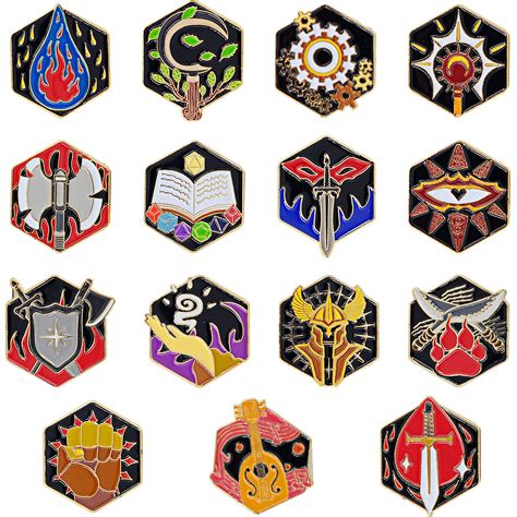 Buy Dnd 5e Character Class Dm Hard Enamel Pins Set Of 15 Pcs Op Rpg