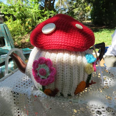 Crochet Mushroom Teapot Cosy Knitted Tea Cosies Crochet Tea Cozy