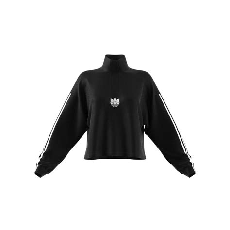 Sweatshirt Femme Adidas Originals Adicolor 3d Trefoil Fleece Half Zip