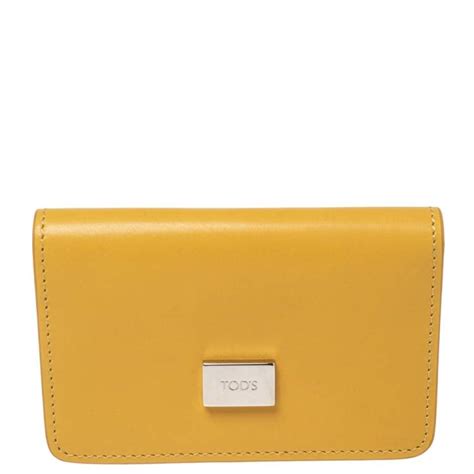 Tod S Yellow Leather Logo Flap Card Case Tod S The Luxury Closet