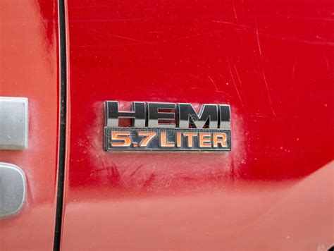 Hemi Liter Of A Red Dodge Ram Pickup Truck Editorial Image Image