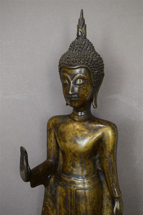 Proantic Grand Bouddha Debout En Bronze