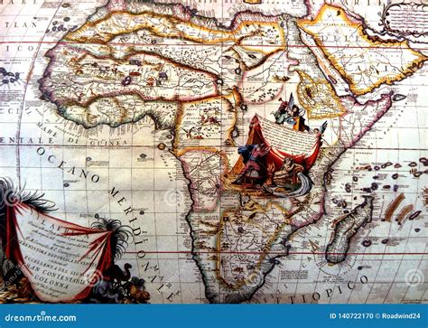 Ancient Map Of Africa And Arabian Peninsula Stock Photo Image Of