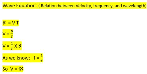 Wave Equation Relation Between Velocity Frequency And Wavelength