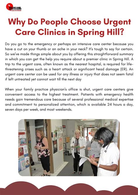 Ppt Why Do People Choose Urgent Care Clinics In Spring Hill