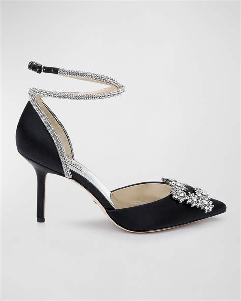 Badgley Mischka Sacred Satin Crystal Knot Pumps Neiman Marcus