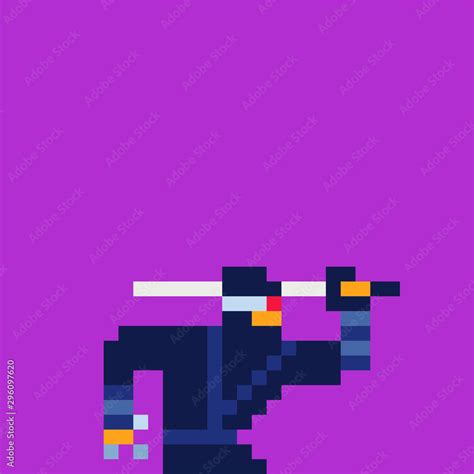 Ninja Pixel Art Vector Illustration Design For Logo Sticker Mobile App Game Assets 8 Bit