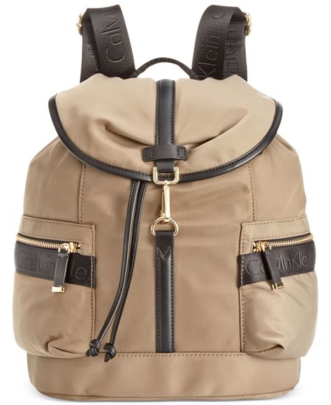 Calvin Klein Talia Dressy Nylon Backpack In Khaki Light Khaki Lyst