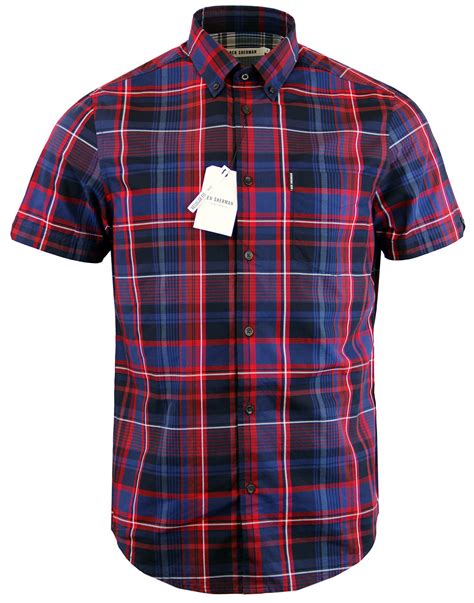 Ben Sherman Retro Mod Short Sleeve Button Down Check Shirt In Red