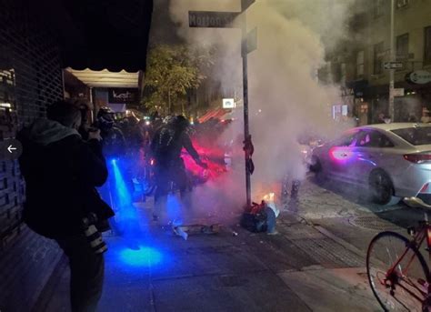 NYC demonstrators set fires, clash with police in election protest ...