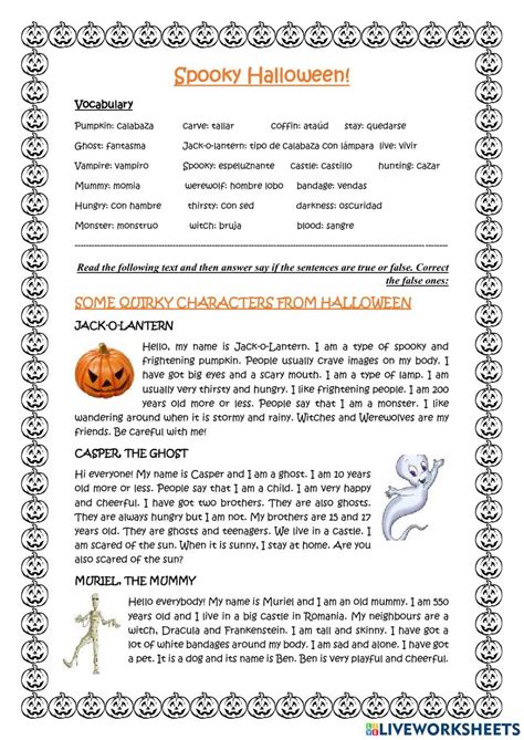 Spooky Halloween Worksheet Live Worksheets