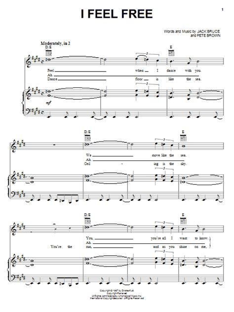 Cream "I Feel Free" Sheet Music Notes | Download Printable PDF Score 79520