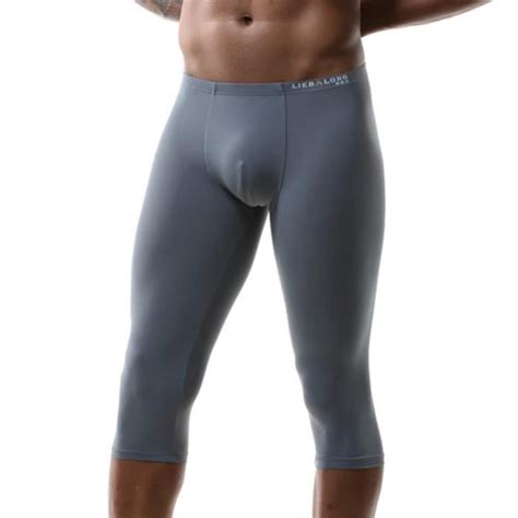 Inhzoy Short Bulge Pouch Homme Sexy Leggings Courts Sous Vêtements Lingerie de Nuit Caleçons