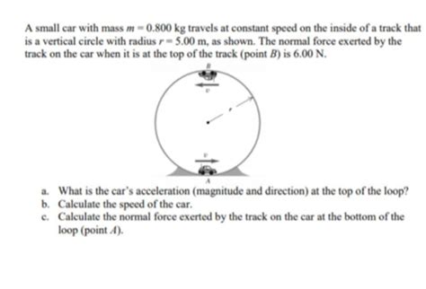 Solved A Small Car With Mass M Kg Travels At Constant Chegg