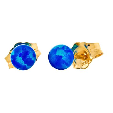 Mm Australian Pacific Blue Opal Ball Stud Post Earrings Etsy