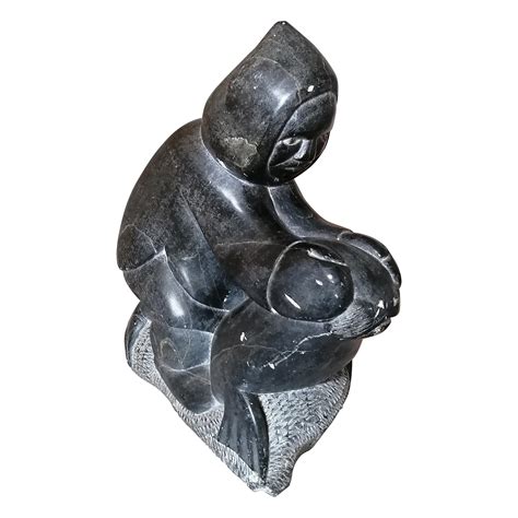 Baker Lake Coa Card Syllabics Inuk X X Inuit Art Soapstone Sculpture