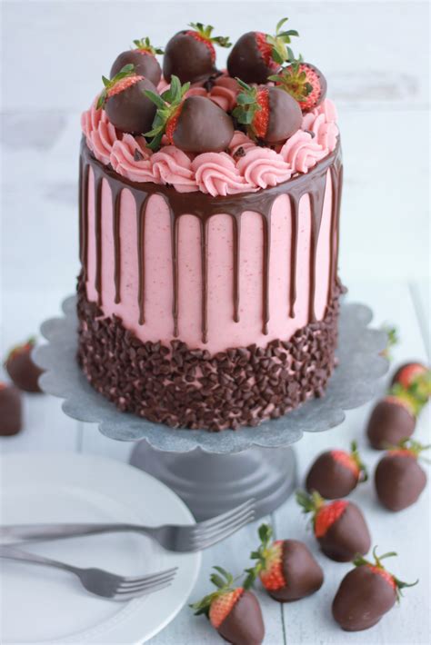 Chocolate Dipped Strawberry Cake - Baking with Blondie