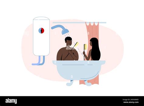 Couple Bathing Together Scene Flat Vector Stock Vector Image And Art Alamy