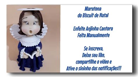 Maratona Do Biscuit De Natal Enfeite Anjinha Cantora Feita Manualmente