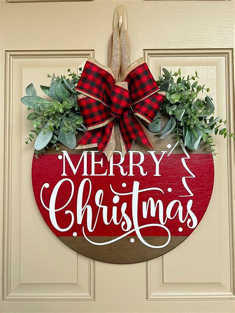 Christmas Front Door Decor Merry Christmas Christmas Etsy