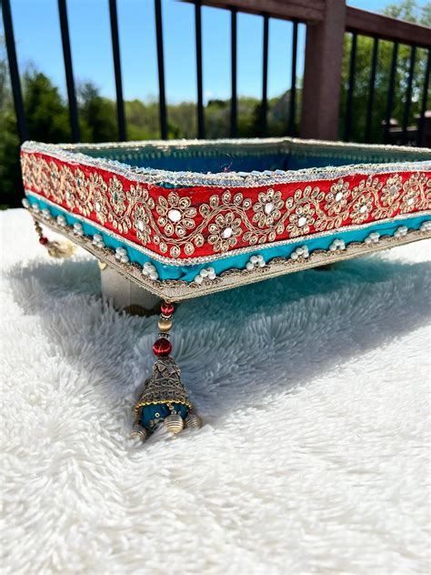 Blue Tassel Wedding Tray Nikkah Thaal Henna Cones Indian Etsy