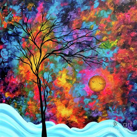 Original Abstract Landscape Painting Starry Night Moon Contemporary Art