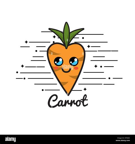 Kawaii Happy Carrot Vegetable Icon Stock Vector Image And Art Alamy