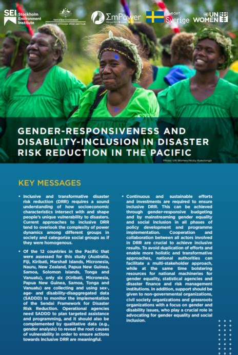 Gender Responsiveness And Disability Inclusion In Disaster Risk