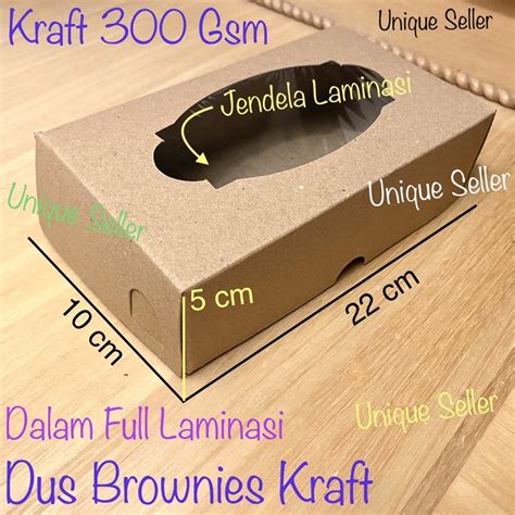 Jual Dus Kotak Box Brownies 22x10x5 KRAFT Jendela Laminasi 300 Gram