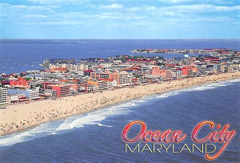 Ocean City, Maryland Beach Aerial View - Continental Postcard (B455-456)