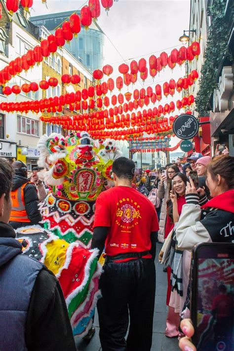 Chinatown London England 22 January 2023 Lion Dance On Chinese New