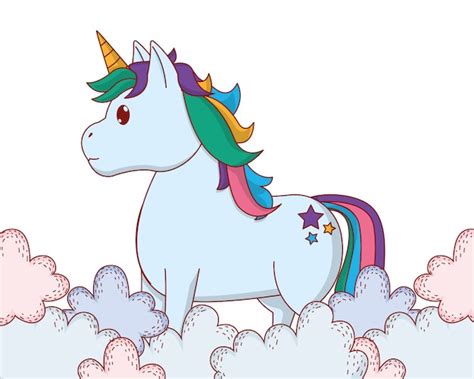 Licorne Entre Les Nuages Vecteur Premium