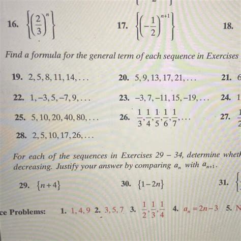 Question 19find A Formula For The General Term Of Each Sequence In